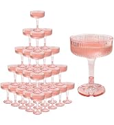 Irosiy 30 Pieces Acrylic champagne Tower 7oz Champagne Glasses Plastic Coupe Cocktail Glasses for...