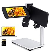 LINKMICRO LM203 4 inch Handheld LCD Digital Microscope with Metal Stand | 1080P 12MP 200X Coins M...