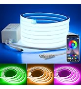 110V Bluetooth RGB COB LED Strip Light 10FT Multicolor Dimmable Flexible LED Lights Strip with Re...