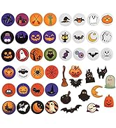 96 PCS Halloween Favors Stickers Sheets, Adhesive Halloween Round Pumpkin Bats Spiders Witch Stic...