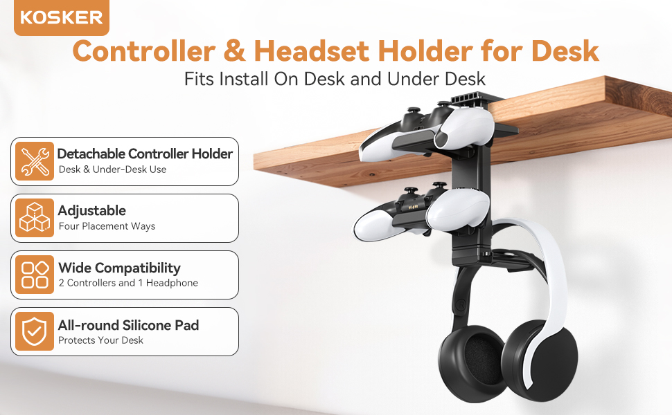 Controller & Headset Holder for Desk