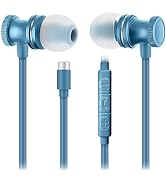 SENTRY OSE450 Blue Headphones in-Ear Earbuds with Wired USB-C Connection, Inline Volume Controlle...