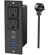65W USB C Recessed Power Strip, Recessed Outlet with 4 USB Ports, Flush Mount Furniture Hidden Dr...