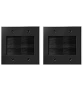 VCELINK 2 Gang Brush Wall Plate (Black, 2 Pack), Cable Pass Through Wire Hider for Cable Manageme...