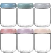 NETANY 6-pack 16 oz Overnight Oats Containers with Lids, Glass jars with Airtight Lids, Wide mout...
