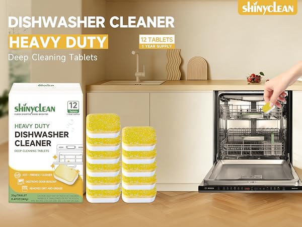 heavy duty dishwasher cleaner tablets 12 count ,1 year supply