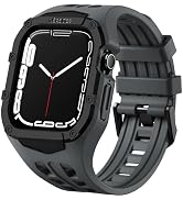 Compatible with Apple Watch Band 45mm 44mm Series 9/8/7/6/5/4/SE/SE2 with Case, Shockproof Rugged...