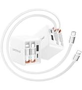 SUPERONE 84W Retractable Charger, 4-in-1 Wall Charger with Dual Cables | Compact, Retractable wal...