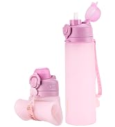 TakeToday Collapsible Water Bottles 20oz, Leak Proof, BPA-Free, Foldable Silicone Travel Water Bo...