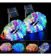 EaseSolies 2 Pack Solar Garden Light, 200 LED Outdoor Light Waterproof with 8 Modes, Rope Lights,...
