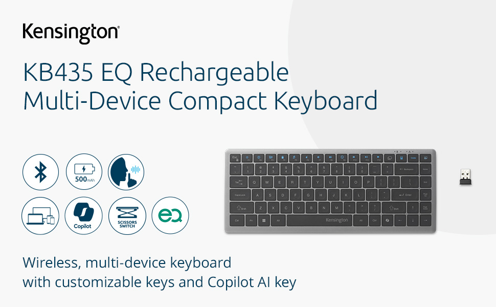 KB435 EQ Rechargeable multi-device compact keyboard