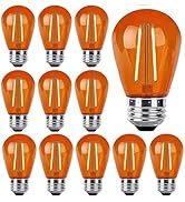 Sxminer 2W S14 LED Bulbs Orange Halloween LED Replacement Bulb Plastic Shatterproof Outdoor LED S...