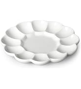 MALACASA Ceramic Deviled Egg Tray & Platter, Holds 12 Halves, Easter Egg Holder, 10-Inch Round Wh...