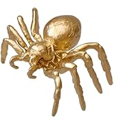 Pewery Gold Mini Spider Figurine, Solid Metal Animal Ornament, Mini Spider Sculpture for Home Off...