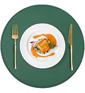 15" Faux Leather Round Placemats Set of 4, Vinyl Heat Resistant Place Mats, Waterproof Wipeable W...