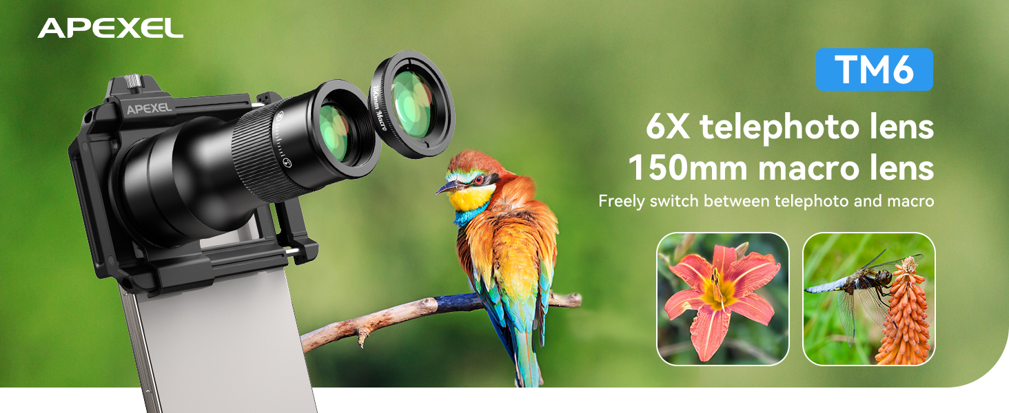 TM6 6X Telephoto Lens & 150mm Macro Lens