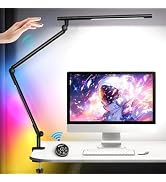 Pak LED Desk Lamp with Clamp, 18W Dual Light Architect Desk Light, Adjustable Swing Arm RGB Light...