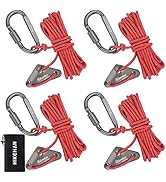 Hikeman 4 Pack Camping Rope with Locking Carabiner Clip,4mm Reflective Guy Lines with Triangular ...