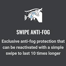Swipe anti-fog technology icon close up exclusive anti fog protection for swim goggles