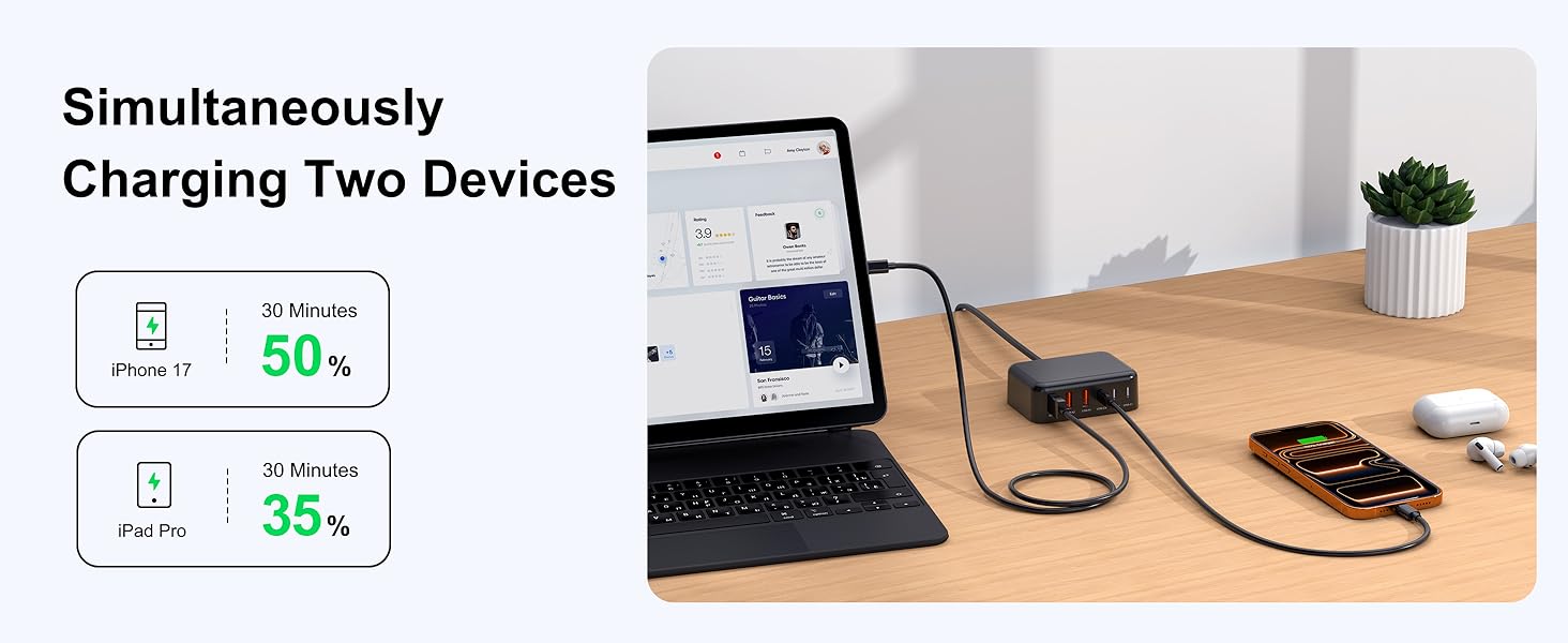 6 Ports for Fast Charging