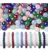NUKAYAI 500Pcs Glass Beads 10 Colors 8mm for Jewelry Making, Mix Round Crystal Crafts Beads for B...