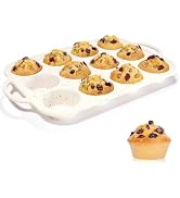 CAKETIME Silicone Muffin Pan, Metal Reinforced Frame Regular Size 2.8 Inch Cupcake Pan with Handl...