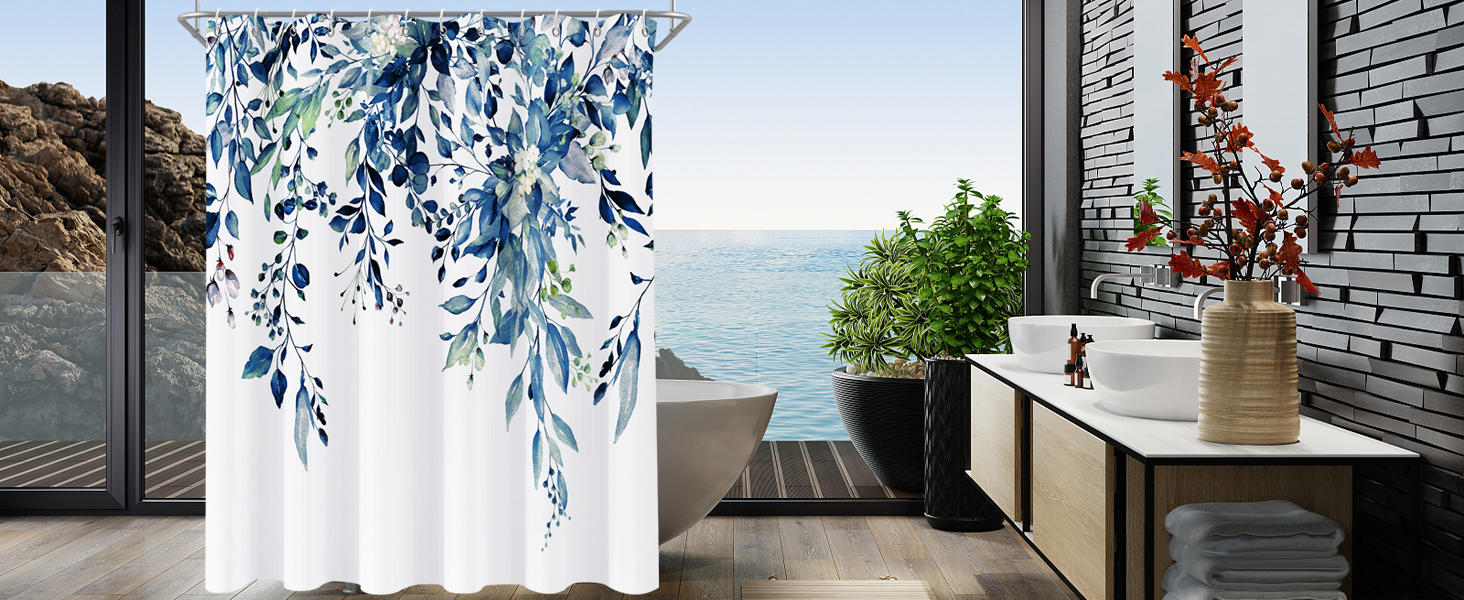 blue shower curtain