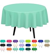 QIKSION 2 Pack Fresh Mint Plastic Tablecloth Disposable Circle Table Covers Green Table Cloths fo...