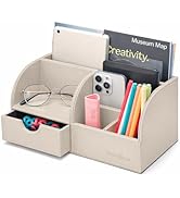 UnionBasic Desk Organizer - Multifunctional Leather Desktop Pen Holder Storage Box - Business Car...