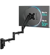 WALI Long Arm Monitor Wall Mount for 17-33 inch Screens, Extra Long Reach Single Wall Mount Monit...