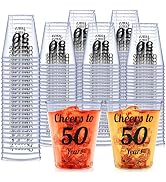 110PCS Cheers to 50 Years Shot Glasses 2oz Disposable Cups, 50th Birthday Party Favors for Her an...