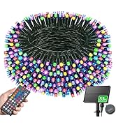 LitHome 34 Colors Solar String Lights Outdoor with Remote, 33FT 100 LED Solar & USB Powered Chris...