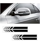 VAGURFO 4Pcs Car Rear View Mirror Stickers Decor, DIY Car Auto Body Sticker Side Decal Stripe Dec...