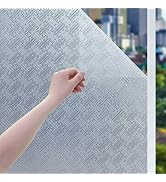 Filmgoo Window Privacy Film Frosted Stained Glass Film Non Adhesive Static Cling Removable Glass ...
