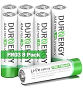 DURNERGY AAA Lithium Batteries, 8 Pack 1.5V Triple A Battery FR03, Longest-Lasting Lithium AAA Si...