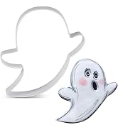 LILIAO Halloween Ghost Cookie Cutter - 4 x 3.8 inches - White Color Coated Stainless Steel