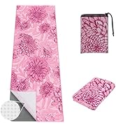 jooeer Yoga Towel Hot Yoga Mat Towel with Corner Pockets, 70 x 26 inch, Non-Slip Sweat-Absorbent ...