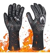 GEEKHOM BBQ Gloves, 1472 ? Heat Resistant Silicone Gloves EN407 Certified 13 Inch Non-Slip Kitche...