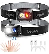Lepro LED Rechargeable Headlamp Flashlights with Motion Sensor, Super Bright 1500Lux Head Lamp wi...