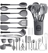 Kikcoin 43Pcs Large Kitchen Utensils Set - Silicone Cooking Utensils Set, Dishwasher Safe Spatula...