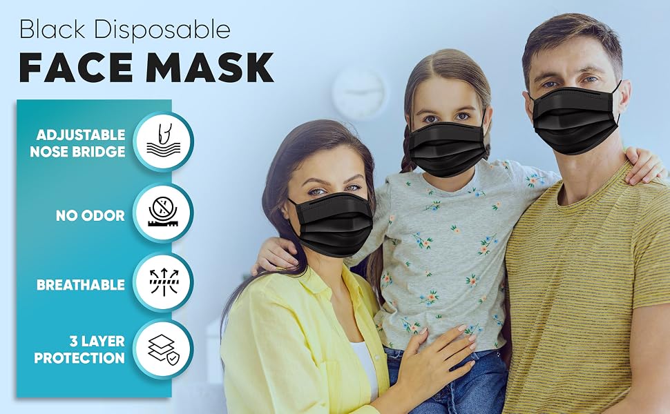 black masks disposable 100 pack