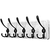 SKOLOO Rustic Wall Mounted Coat Rack: 16'' Hole to Hole, Pine Real Wood Plank Wall Coat Rack with...