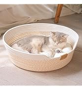 CHEERHOME PETS Cat Bed Basket with Cushion, Cute Pet Bed for Indoor Cats Couch, Kitten Bed for Me...