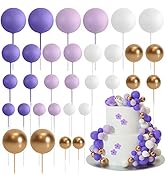 ASTARON 32 Pcs Ball Cake Topper Decorations Mini Balloons Cake Topper Sticks Foam Balls Cake Pick...