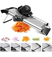 Adjustable Mandoline Slicer for Kitchen - Stainless Steel Vegetable Slicer Julienne Cutter with U...