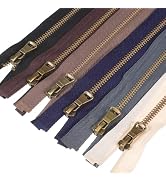 VILLCASE 6 Colors Metal Zipper for Sewing #5, 19.7 inch Antique Brass Separating Zipper Replaceme...