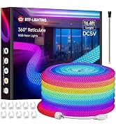 BTF-LIGHTING 16.4FT WS2811 WS2812B IC RGB DC5V 360 Degree Round Reticulate Pattern Chasing Color ...