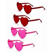 Iioscre Heart Shaped Sunglasses for Women:4 Pairs Colorful Rimless Heart Glasses Transparent Hear...