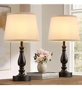 Lamp for Bedroom Set of 2 - 19" Small Bedside Table Lamps with Rotary Swithch - Modern Lamps for ...
