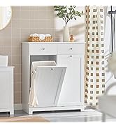 Haotian Tilt-Out Bathroom Laundry Cabinet Hidden Hamper Organizer with Double Baskets and Drawers...